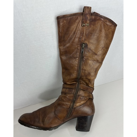 Born Milari Double Buckle Block Heel Knee-High Boots Brown Size 10 EU 42 *Flawed - Picture 7 of 16